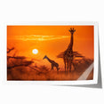 Giraffe-themed wall art print showcasing a vibrant, stylized design with earthy tones, perfect for animal lovers and nature-inspired decor.