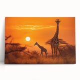 Giraffe-themed wall art collection on a stretched canvas, showcasing vibrant colors and intricate details, perfect for adding a touch of wildlife decor to any space.