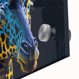 Close-up of a vibrant acrylic wall art piece featuring a detailed giraffe design, showcasing rich colors and textures ideal for wildlife enthusiasts and modern decor.