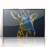 Framed wall art featuring a striking silver-accented giraffe design, showcasing the beauty of wildlife in a modern aesthetic. Perfect for nature lovers' decor.