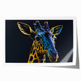 Giraffe-themed wall art print showcasing a vibrant, detailed design of a giraffe in its natural habitat, rolled for easy shipping, perfect for wildlife enthusiasts.