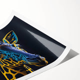 Giraffe wall art design showcasing a vibrant, colorful illustration of a giraffe in a natural setting, perfect for animal lovers and home decor enthusiasts.