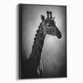 Framed canvas wall art showcasing a sleek black side view of a giraffe, beautifully designed for animal lovers and modern decor enthusiasts, adding elegance to any space.