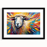 Framed wall art featuring a striking black and white goat design, set against a matte background, ideal for nature enthusiasts and home decor.
