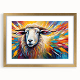Framed wall art showcasing a stylized goat design with a gold mat, perfect for adding a touch of wildlife decor to any modern living space. Ideal for animal lovers and art enthusiasts.