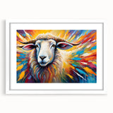 Framed wall art featuring a goat design from the "Animals - A Wild Life" collection, displayed in a white mat and frame, perfect for animal lovers and home decor enthusiasts.