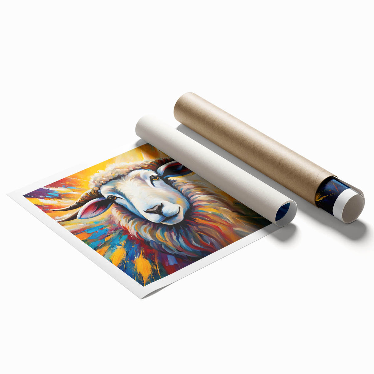 Goat-themed wall art print showcasing vibrant colors and intricate details, perfect for animal lovers and home decor enthusiasts. Ideal for enhancing living spaces.