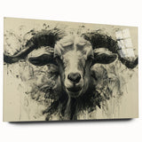 Acrylic wall art featuring a stylized goat design from the "Animals: A Wild Life" collection, showcasing vibrant colors and intricate details in a side view format. Perfect for adding a unique touch to home decor.