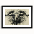 Framed wall art featuring a stylish goat design in a black frame with a white mat, perfect for elevating home decor and showcasing wildlife artistry.