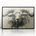 Framed wall art featuring a striking goat design, crafted with acrylic and a sleek black frame, perfect for animal lovers and modern decor enthusiasts.
