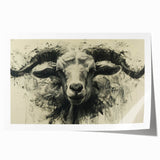 Colorful goat design wall art print showcasing vibrant patterns and textures, perfect for animal lovers and home decor enthusiasts, rolled for easy display.