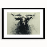 Framed wall art featuring a striking goat design in a modern style, presented in a sleek black frame with a mat, perfect for animal lovers and home decor enthusiasts.