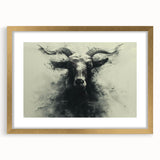 Framed wall art featuring a stylized goat design from the "Animals: A Wild Life" collection, with a gold matte finish, perfect for adding a touch of elegance to home decor.