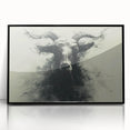 Framed wall art featuring a stylized goat design from the "Animals: A Wild Life" collection, set against a sleek black frame, perfect for modern decor.