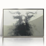 Framed wall art featuring a silver-accented design of a goat, showcasing intricate details and vibrant colors, perfect for wildlife enthusiasts and home decor.