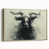 Framed canvas wall art showcasing a golden side view of a goat design, perfect for animal lovers and modern decor enthusiasts, enhancing any living space's aesthetic.