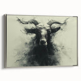 Framed wall art featuring a silver-bordered goat design, showcasing intricate details and vibrant colors, perfect for enhancing modern interior decor in living spaces.