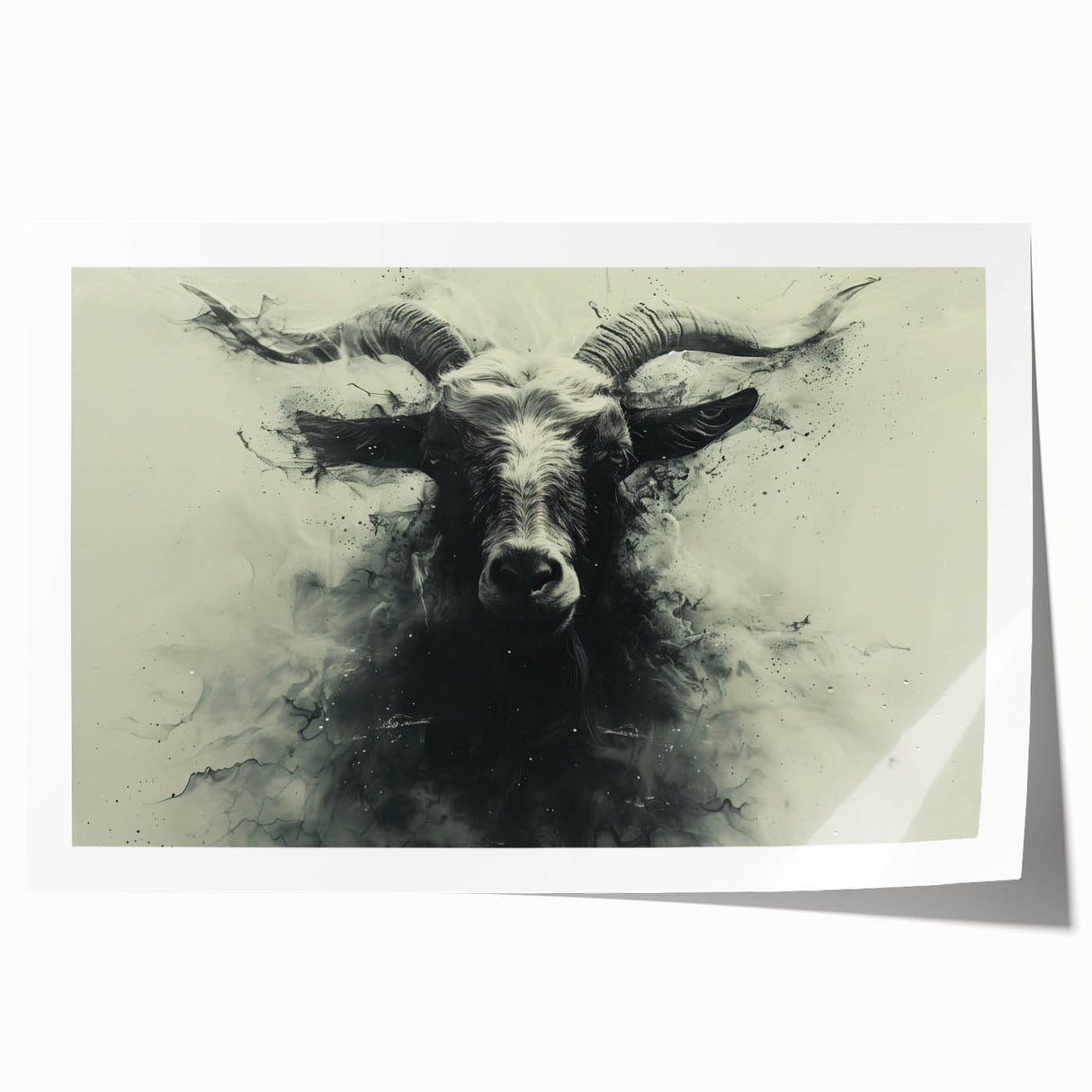 Colorful rolled print showcasing a goat illustration from the "Animals: A Wild Life" collection, perfect for home decor and nature enthusiasts.