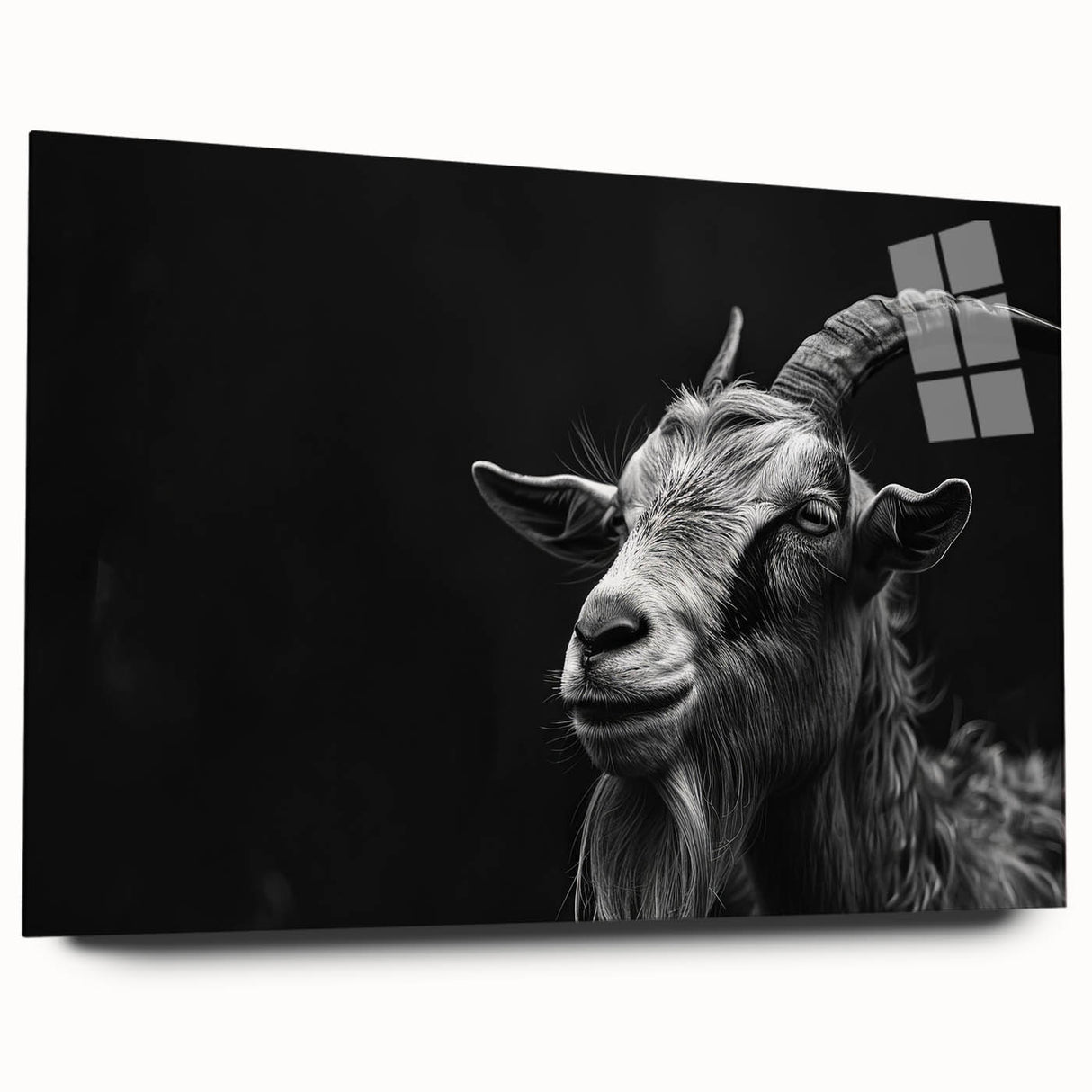 Acrylic wall art design showcasing a vibrant goat illustration from the "A Wild Life" collection, viewed from the side, featuring rich colors and intricate details, perfect for animal lovers and modern home decor.