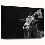 Acrylic wall art design showcasing a vibrant goat illustration from the "A Wild Life" collection, viewed from the side, featuring rich colors and intricate details, perfect for animal lovers and modern home decor.