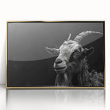 Framed wall art featuring a striking gold-accented goat design, showcasing intricate details and vibrant colors, perfect for animal lovers and modern decor enthusiasts.