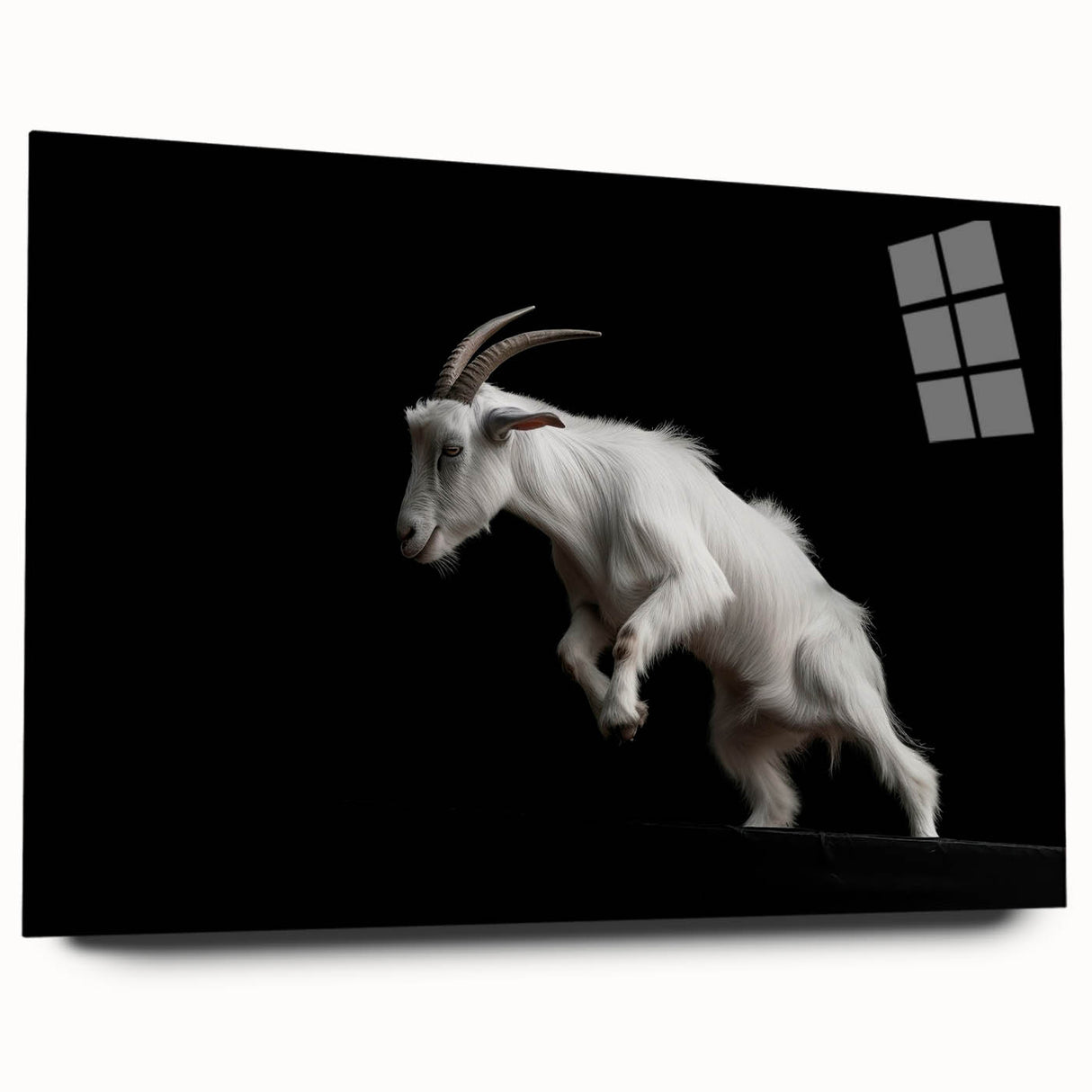Acrylic wall art featuring a striking goat design from the "Animals A Wild Life" collection, showcasing vibrant colors and intricate details, ideal for animal lovers.