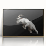 Framed acrylic wall art featuring a striking gold-accented goat design against a vibrant backdrop, perfect for animal lovers and modern decor enthusiasts.