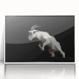 Framed wall art featuring a goat design from the "Animals: A Wild Life" collection, showcasing vibrant colors and intricate details, perfect for animal lovers and modern decor.