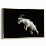 Framed canvas wall art featuring a stylish goat design in gold tones, showcasing intricate details and a modern aesthetic, perfect for animal lovers' home decor.