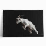 Stretched canvas wall art featuring a vibrant goat design, showcasing intricate details in earthy tones, perfect for animal lovers and home decor enthusiasts.