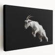 Side view of a stretched canvas wall art piece featuring a whimsical goat design within a vibrant wildlife theme, showcasing intricate details and vivid colors, perfect for animal lovers and home decor enthusiasts.