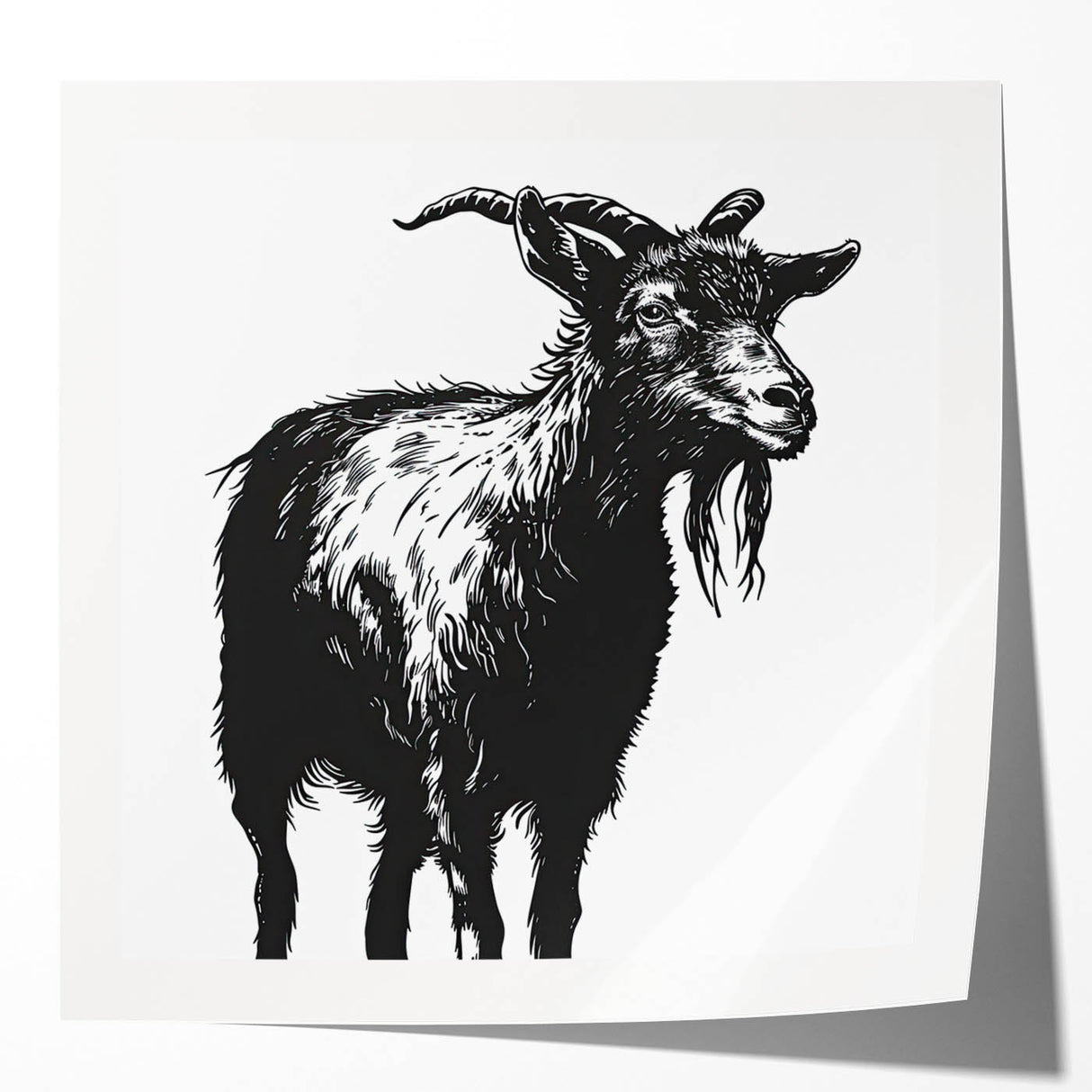Wall art collection featuring a glossy goat design, showcasing vibrant colors and intricate details, perfect for nature enthusiasts. This eye-catching piece adds a wild, artistic touch to any space.