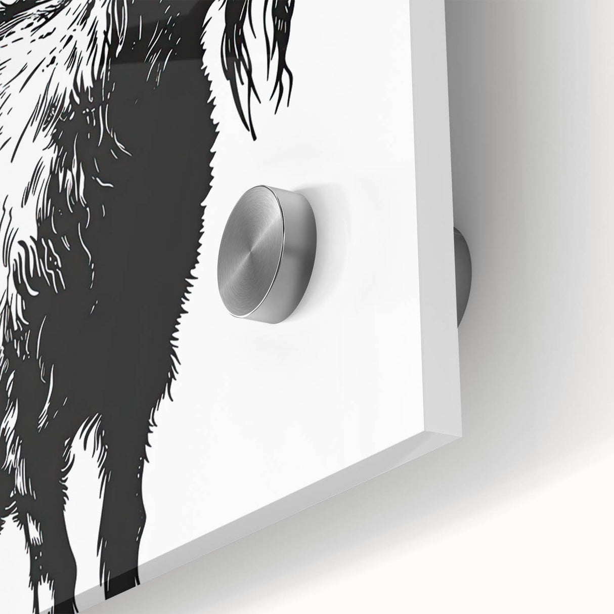 Close-up of a vibrant acrylic wall art piece showcasing a detailed goat design, featuring rich colors and intricate textures, perfect for wildlife enthusiasts and modern decor.