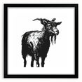 Black-framed wall art featuring a majestic goat design from the 'Animals: A Wild Life' collection, showcasing intricate details and vibrant colors, perfect for wildlife enthusiasts and home decor.