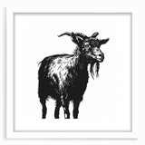 Framed wall art showcasing a whimsical goat design from the "A Wild Life" collection, featuring a white mat and sleek frame, perfect for animal lovers and home decor enthusiasts.