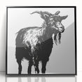Framed wall art featuring a striking goat design from the "Wild Life" collection, displayed in a sleek black frame with acrylic front, perfect for animal lovers and modern decor.