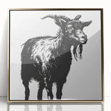 Framed acrylic wall art showcasing a stylish goat design in gold, perfect for animal lovers, adding a touch of elegance to any room decor.