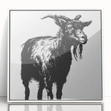 Framed acrylic wall art featuring a whimsical goat design with vibrant colors, perfect for animal lovers and modern home decor. The collection adds a playful touch to any space.
