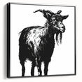 Framed canvas wall art showcasing a striking black goat design from the "Animals: A Wild Life" collection, highlighting intricate details and textures, perfect for animal lovers.