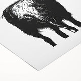 Rolled canvas art showcasing a stylized goat design, vibrant colors highlighting the intricate details, perfect for wildlife enthusiasts and modern decor.