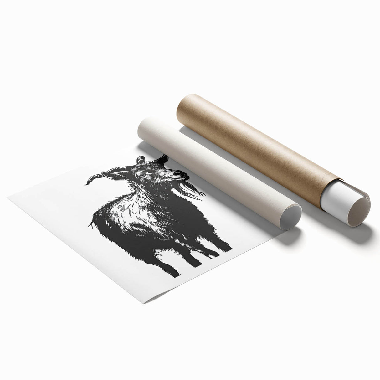 Rolled print showcasing a vibrant goat design from the "Animals a Wild Life" wall art collection, perfect for adding a touch of nature-inspired decor to any room.