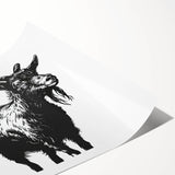 Rolled print featuring a vibrant goat design from the "Animals of the Wild" wall art collection, showcasing intricate details and rich colors, perfect for home decor.