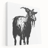 Side view of a stretched canvas wall art featuring a vibrant goat design from the Animals A Wild Life collection, showcasing colorful details and textures ideal for animal lovers.