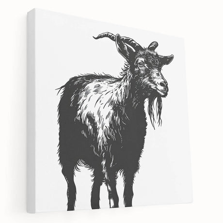 Side view of a stretched canvas wall art featuring a vibrant goat design from the Animals A Wild Life collection, showcasing colorful details and textures ideal for animal lovers.