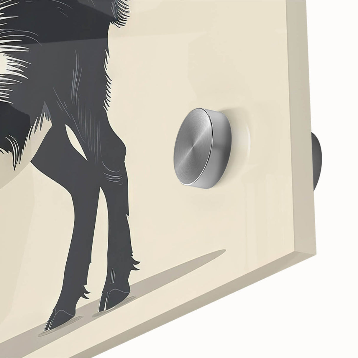 Close-up of a vibrant acrylic glass wall art piece depicting a goat in a wild setting, showcasing intricate details and vivid colors, ideal for animal lovers and home decor.