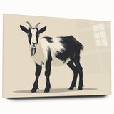 Side view of a contemporary acrylic glass wall art piece depicting a wild goat design, showcasing vibrant colors and intricate details, perfect for animal lovers and modern decor.