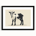 Framed wall art featuring a striking black goat design set against a minimalist background, perfect for nature enthusiasts and modern decor. The artwork is elegantly matted, enhancing its visual appeal and making it a delightful addition to any living space or gallery wall.