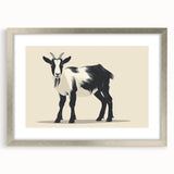 Framed wall art featuring a goat design from the "Animals: A Wild Life" collection, presented in a silver frame with a mat, perfect for adding a stylish touch to any decor.