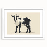 Wall art collection showcasing a framed goat design with a white mat, highlighting intricate details and textures, perfect for animal lovers and home decor enthusiasts.