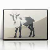 Framed wall art featuring a striking black and white goat design, set against an acrylic backdrop, perfect for enhancing modern home decor. Ideal for animal lovers and art enthusiasts.